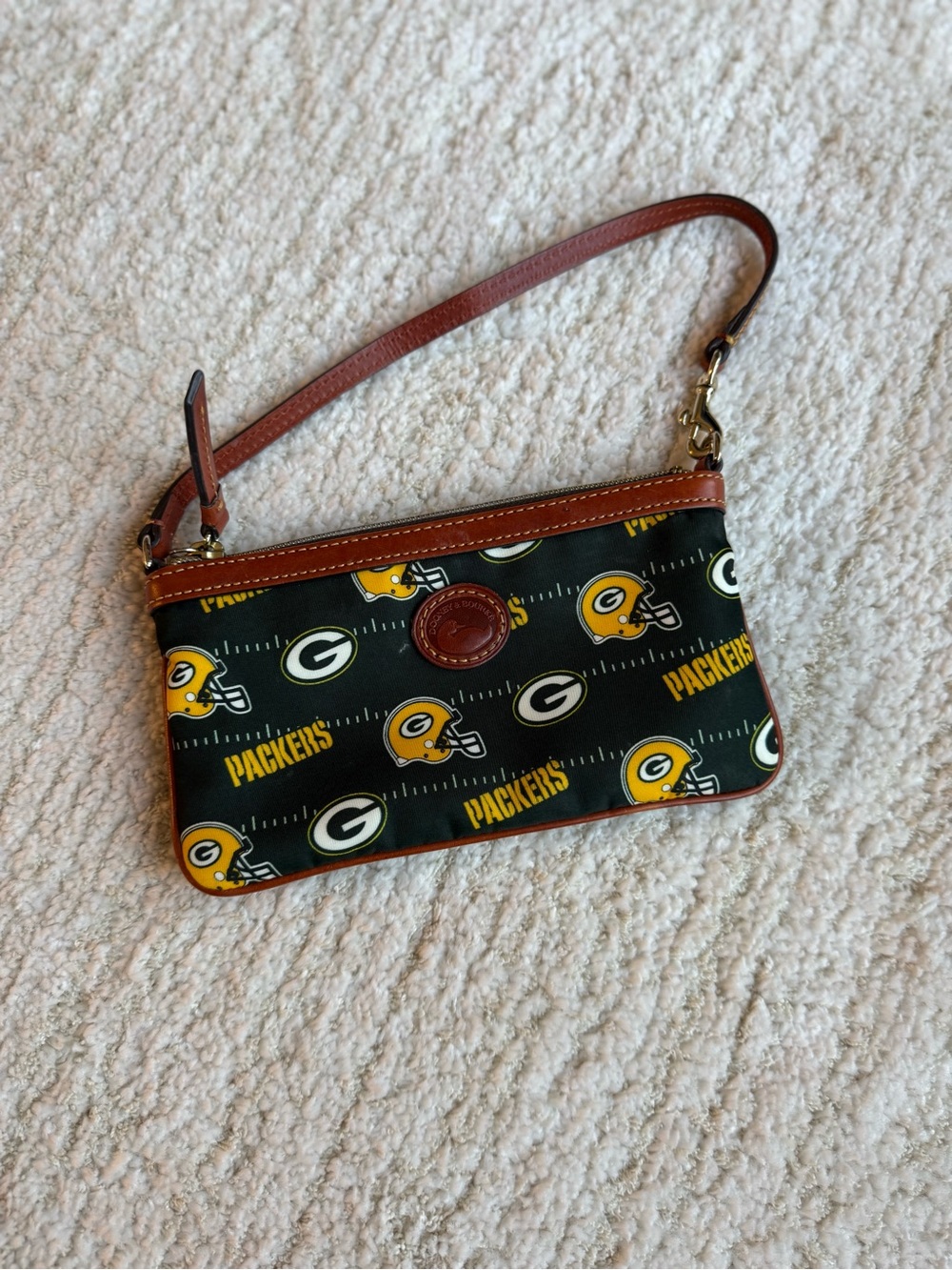 Dooney & Bourke Green and Yellow Packers Wristlet